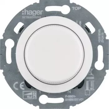 Hager WTN4011WG yleiskäännettävä himmennin keskiosalla, järjestelmä 1930/Glas, valkoinen, uppoasennus, R L C LED