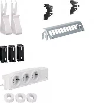 Hager Multimedia Kit UM00M2 3 pistorasialla 12-porttinen patch-paneeli ilman RJ45