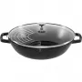 STAUB wok-pannu 30 cm kannella musta, valurauta