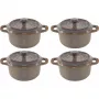 Staub Mini Cocotte -sarja 4-osainen keraaminen pyöreä antikinharmaa 10 cm