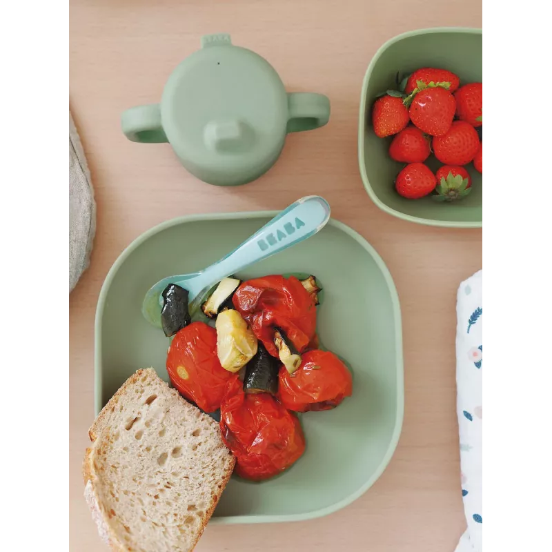 Beaba silikoninen imukuppilautanen Sage Green