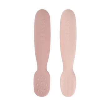 Beaba 2 kpl silikoniset ensimmäiset lusikat ja purulelut Cotton Candy/Sorbet