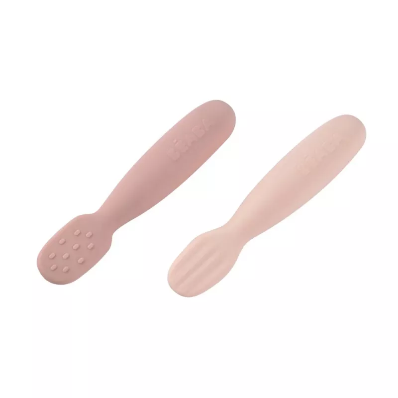 Beaba 2 kpl silikoniset ensimmäiset lusikat ja purulelut Cotton Candy/Sorbet