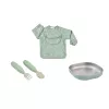 Beaba First Meals 3-in-1 lahjasetti (lautanen, aterinsarja, ruokalappu) Sage Green