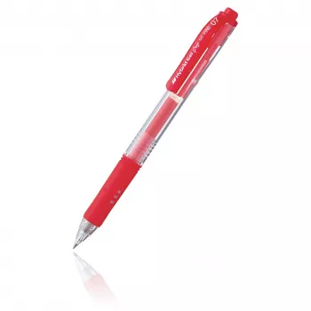 Pentel Hybrid Gel Grip sisäänvedettävä geelikynä - punainen muste - 0,7 mm keskikärki - läpinäkyvä kotelo - metalliklipsi