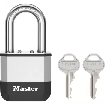 Master Lock Elite 52mm riippulukko massiivimessingistä 38mm karkaistulla teräskaarella, 5-nastainen sylinteri, eri avaimilla, sis. 2 avainta