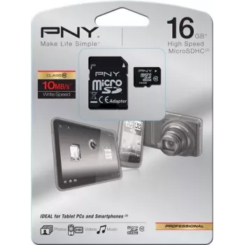 PNY Technologies HP High Performance MicroSDHC-kortti 16 GB Class 10 U1 SD-sovittimella