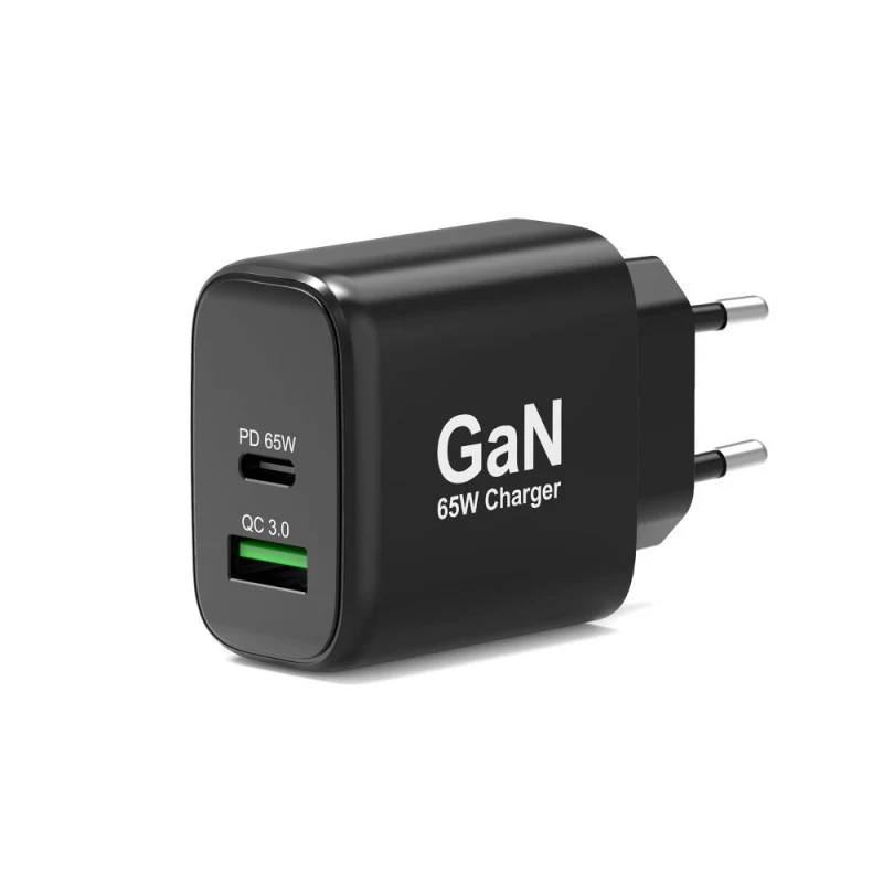 PORT Designs 2-porttinen GaN USB-C/A-sovitin 4-in-1 65W laturi musta
