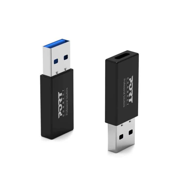 PORT Designs USB-A–USB-C-muunnin – USB 2.0 -sovitin – musta