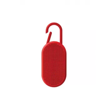 Lexon Mino T kannettava Bluetooth-kaiutin jalustalla ja karabiinilla, punainen