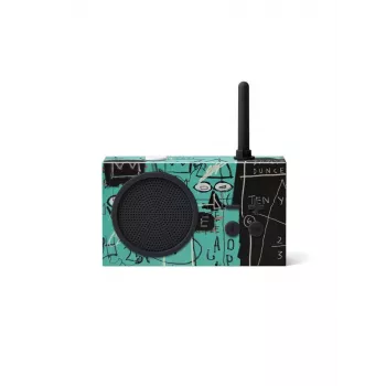 Lexon Tykho 3 X JMB Radio Bluetooth kannettava FM-radio Basquiat-taideteoksella, musta
