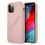 Guess GUHCP12LRSAVSRG Saffiano Vintage Script kova kotelo Apple iPhone 12 Pro Max, pinkki