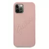 Guess GUHCP12LRSAVSRG Saffiano Vintage Script kova kotelo Apple iPhone 12 Pro Max, pinkki