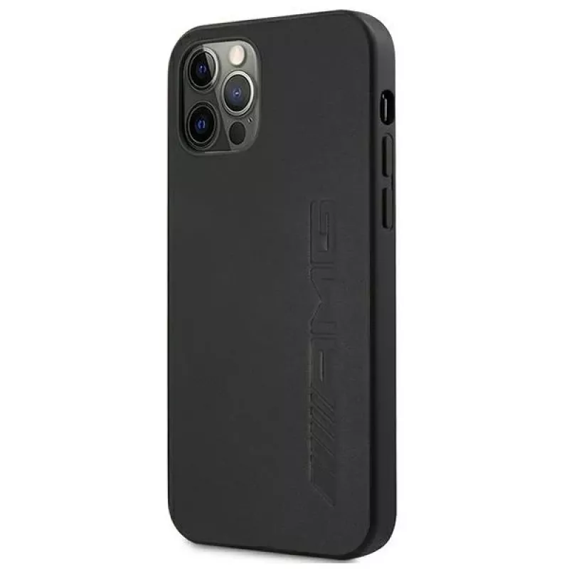 AMG Hardcase Leather Hot Stamped -kotelo Apple iPhone 12 Pro Max 6,7 inch musta