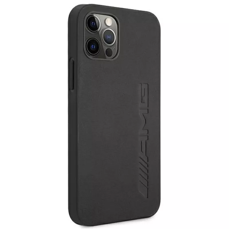 AMG Hardcase Leather Hot Stamped -kotelo Apple iPhone 12 Pro Max 6,7 inch musta