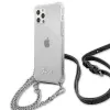 Guess GUHCP12LKC4GSSI iPhone 12 Pro Max 6,7 inch läpinäkyvä kova kotelo hopeaketjulla - 4G-kokoelma