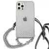 Guess GUHCP12LKC4GSSI iPhone 12 Pro Max 6,7 inch läpinäkyvä kova kotelo hopeaketjulla - 4G-kokoelma