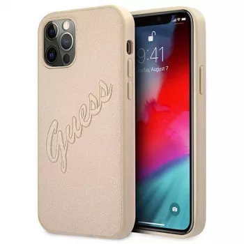 Guess Saffiano Vintage Script kova kotelo Apple iPhone 12 Pro Max 6,7