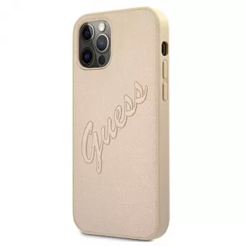 Guess Saffiano Vintage Script kova kotelo Apple iPhone 12 Pro Max 6,7