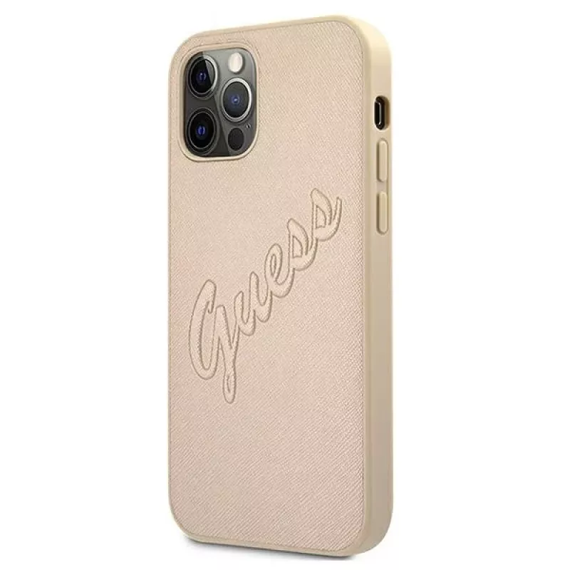 Guess Saffiano Vintage Script kova kotelo Apple iPhone 12 Pro Max 6,7