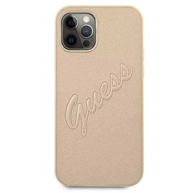 Guess Saffiano Vintage Script kova kotelo Apple iPhone 12 Pro Max 6,7