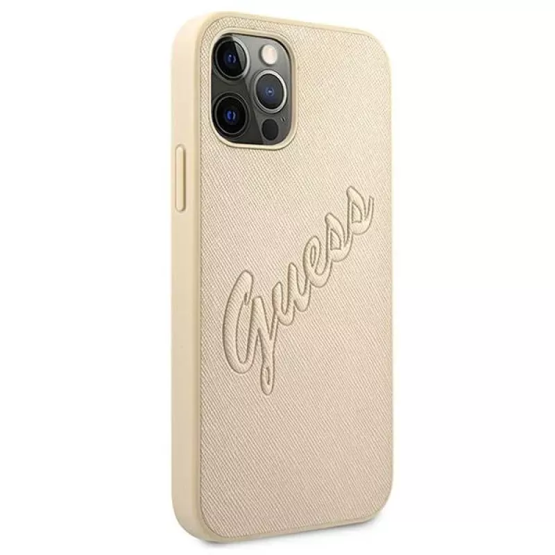 Guess Saffiano Vintage Script kova kotelo Apple iPhone 12 Pro Max 6,7