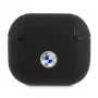 BMW BMA3SSLBK AirPods 3 -suojakotelo musta aitoa nahkaa hopeinen logo