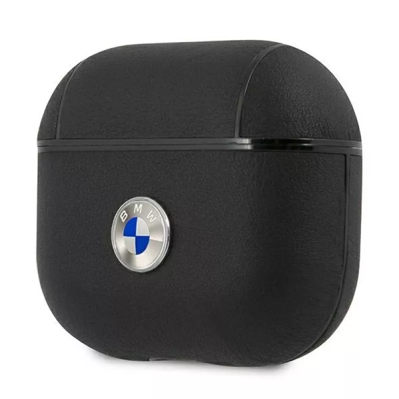 BMW BMA3SSLBK AirPods 3 -suojakotelo musta aitoa nahkaa hopeinen logo