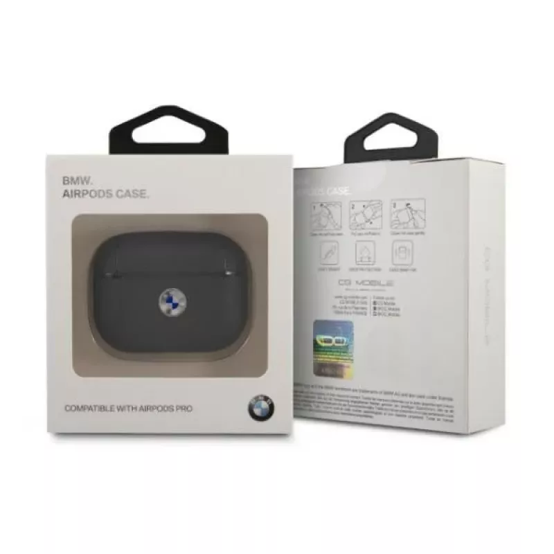 BMW AirPods Pro -suojakotelo laivastonsininen aitoa nahkaa hopeinen logo