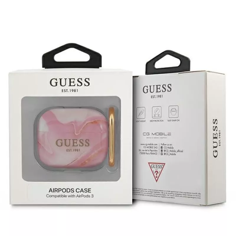Guess GUA3UNMP AirPods 3 kotelo pinkki Marble Collection