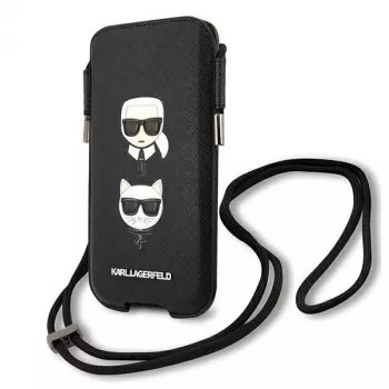 Karl Lagerfeld Ikonik Karl & Choupette Head Saffiano kova kotelo Apple iPhone 12 Pro Max 6,7