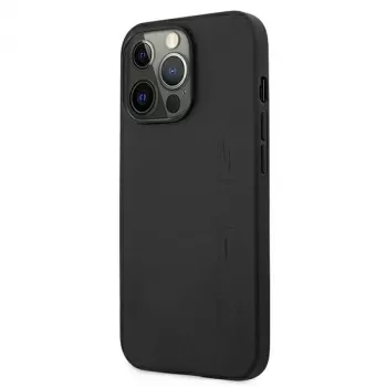AMG AMHCP13LDOLBK iPhone 13 Pro kova kotelo aito nahka Hot Stamped musta