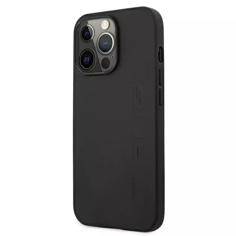 AMG AMHCP13LDOLBK iPhone 13 Pro kova kotelo aito nahka Hot Stamped musta