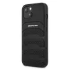 AMG AMHCP13SGSEBK iPhone 13 Mini 5,4 inch kova kotelo nahka musta kohokuvioidut linjat