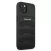 AMG AMHCP13SGSEBK iPhone 13 Mini 5,4 inch kova kotelo nahka musta kohokuvioidut linjat