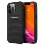 AMG AMHCP13LGSEBK iPhone 13 Pro / 13 6.1 musta kova kotelo nahka Debossed Lines