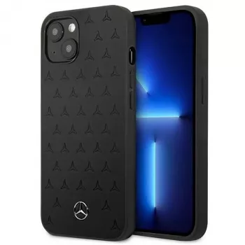 Mercedes-Benz iPhone 13 Mini kova kotelo nahka Stars Pattern musta
