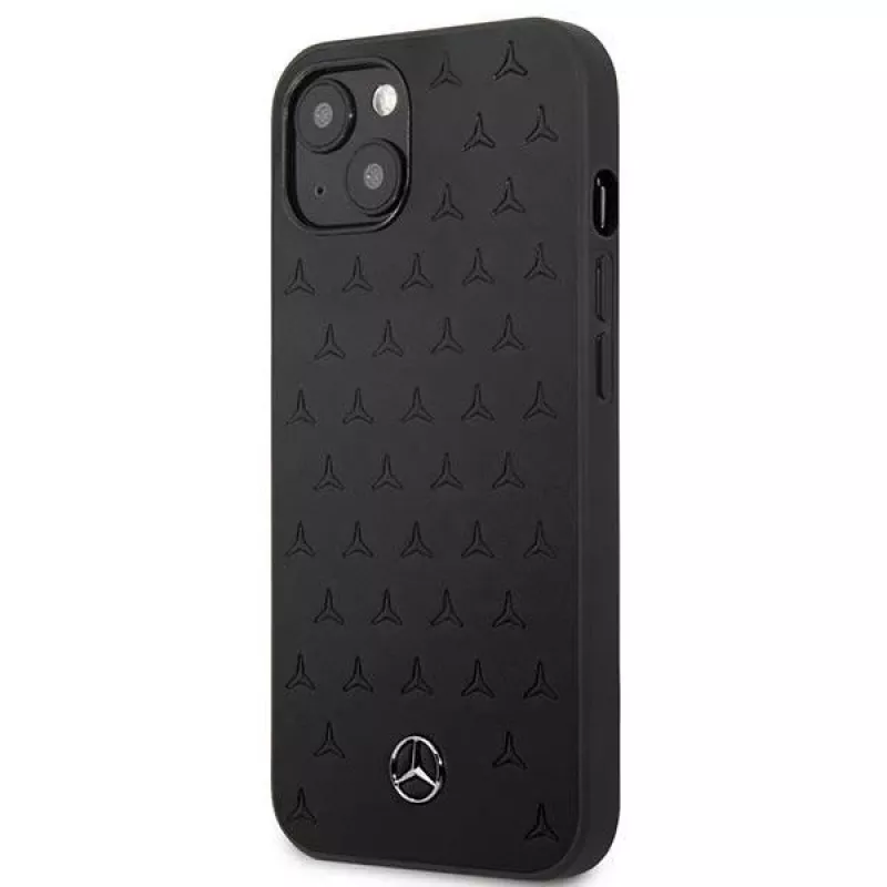 Mercedes-Benz iPhone 13 Mini kova kotelo nahka Stars Pattern musta