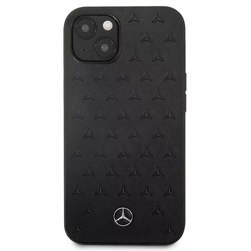 Mercedes-Benz iPhone 13 Mini kova kotelo nahka Stars Pattern musta
