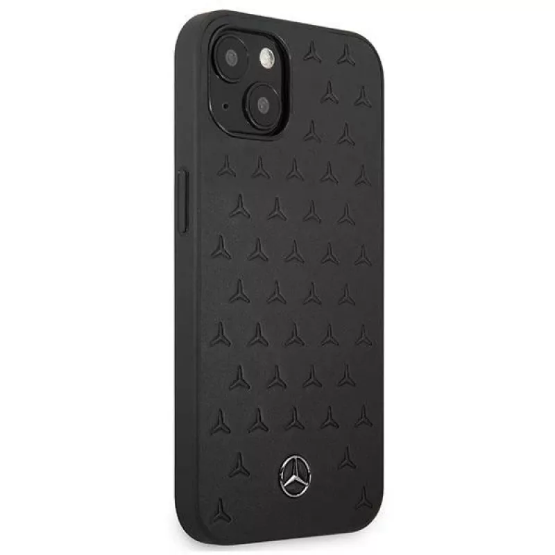 Mercedes-Benz iPhone 13 Mini kova kotelo nahka Stars Pattern musta