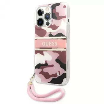 Guess Camo Strap Collection kova kotelo Apple iPhone 13 Pro / iPhone 13, pinkki