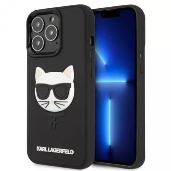 Karl Lagerfeld KLHCP13LCH3DBK kova kotelo 3D Rubber Choupette iPhone 13 Pro / 13 6,1
