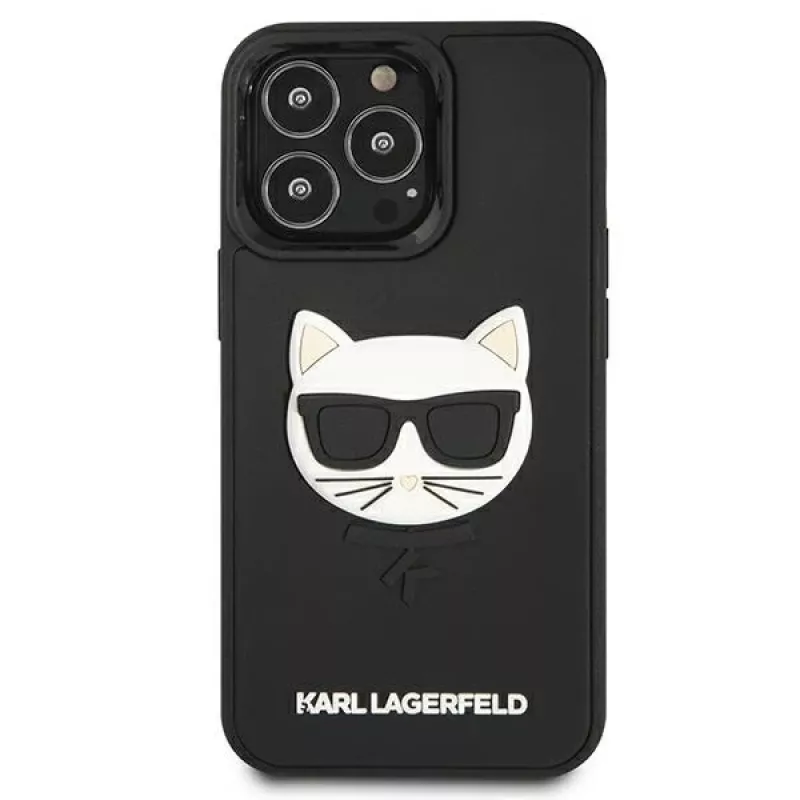 Karl Lagerfeld KLHCP13LCH3DBK kova kotelo 3D Rubber Choupette iPhone 13 Pro / 13 6,1