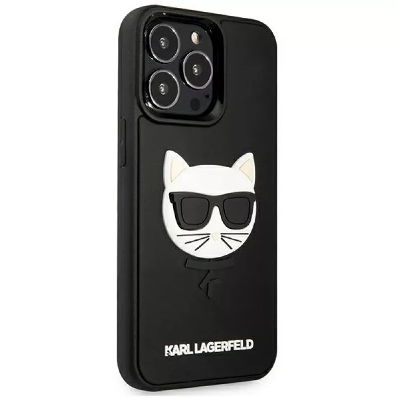 Karl Lagerfeld KLHCP13LCH3DBK kova kotelo 3D Rubber Choupette iPhone 13 Pro / 13 6,1