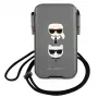 Karl Lagerfeld Ikonik kova kotelo Apple iPhone 12 Pro Max, harmaa Saffiano PU, Karl & Choupette Head -kuvio