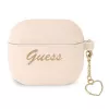 Guess GUA3LSCHSP Charm Heart Collection Apple AirPods 3. sukupolven -silikonikotelo - vaaleanpunainen