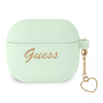 Guess GUA3LSCHSN AirPods 3 -kotelo, vihreä silikoni, Charm Heart Collection