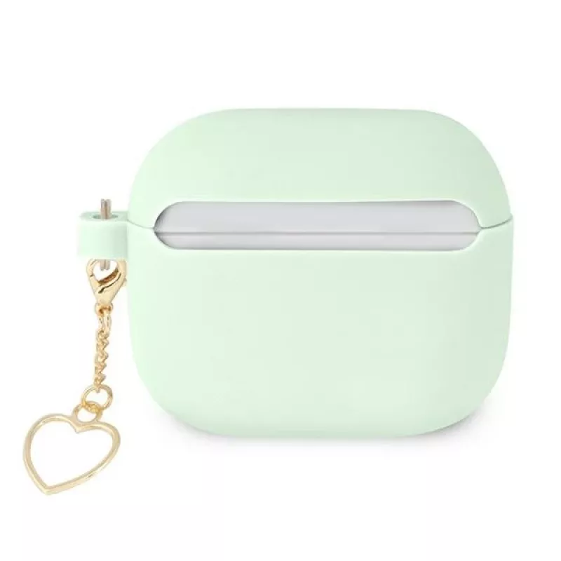 Guess GUA3LSCHSN AirPods 3 -kotelo, vihreä silikoni, Charm Heart Collection