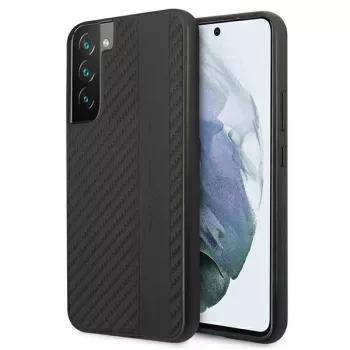 AMG AMHCS22MBLSCA kova kotelo Samsung Galaxy S22+ -puhelimeen, Carbon Stripe & Embossed, musta
