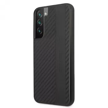 AMG AMHCS22MBLSCA kova kotelo Samsung Galaxy S22+ -puhelimeen, Carbon Stripe & Embossed, musta